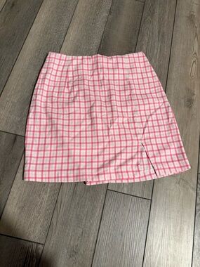 wild fable Pink and White Plaid Mini Skirt with Side Slit